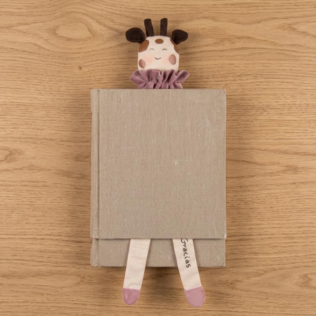 jirafa bookmark no livro